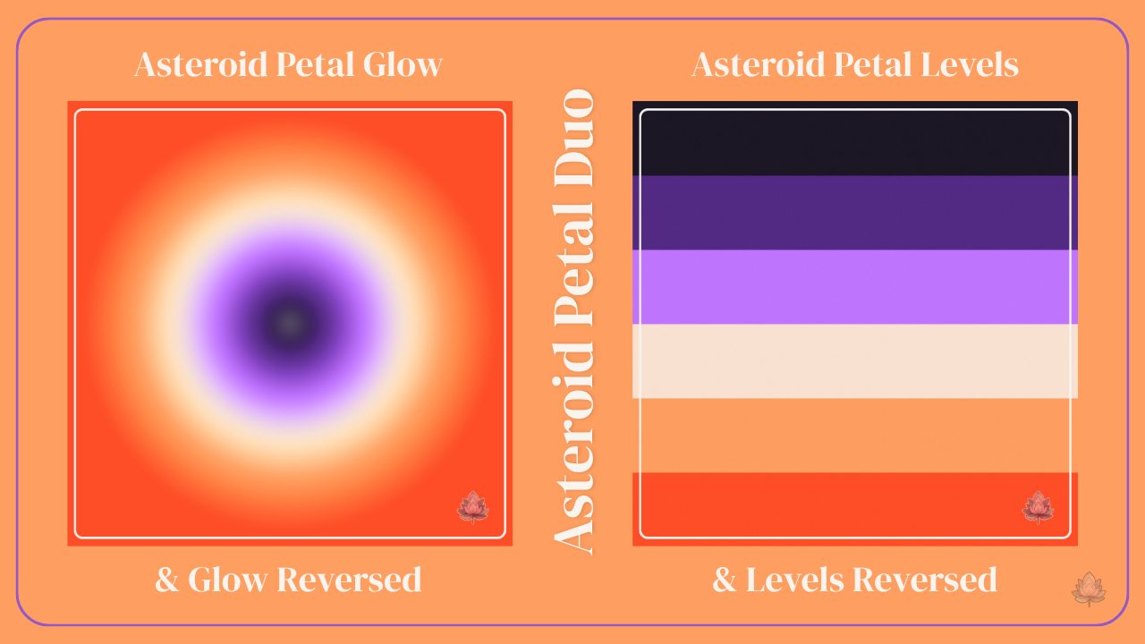 Wallpaper Duo Pack: Asteroid Petal Glow & Levels — Reversed