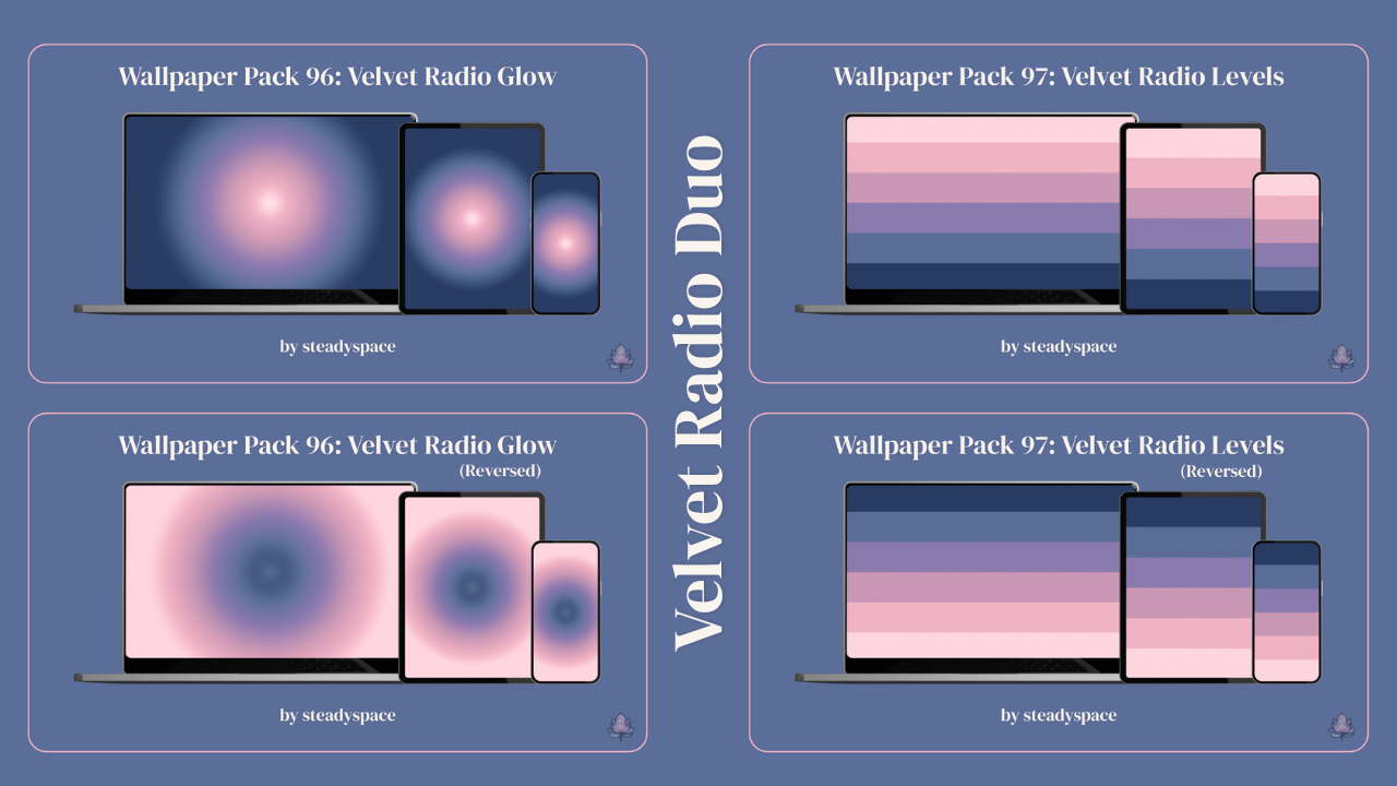 Wallpaper Duo Pack: Velvet Radio Glow & Levels